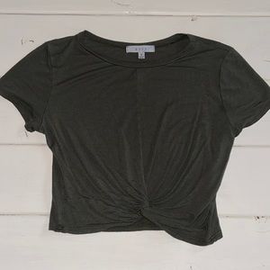 Super cute cropped Olive Green knotted tie top
